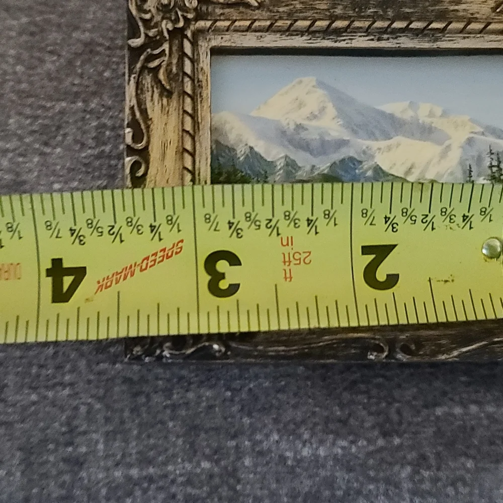 Original Miniature Painting Of A Mountain Scape Scene Gold Hanging Picture Frame